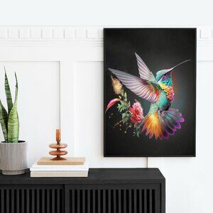 20x30 Hummingbird Watercolor Oil Painting Art Poster‎ Print